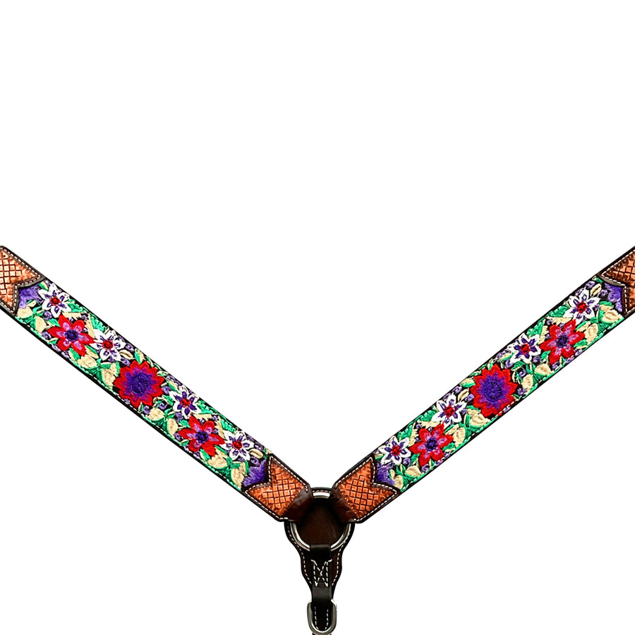 Bar H Equine Western Horse Floral Embroidery Design Genuine American Leather Tack Set - Uhorse