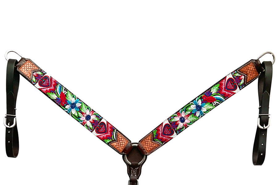 Bar H Equine Western Leather Horse Headstall & Breast Collar Brown