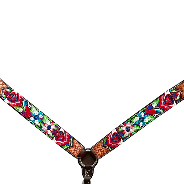 Bar H Equine Western Leather Horse Headstall and Breast Collar Brown - Uhorse