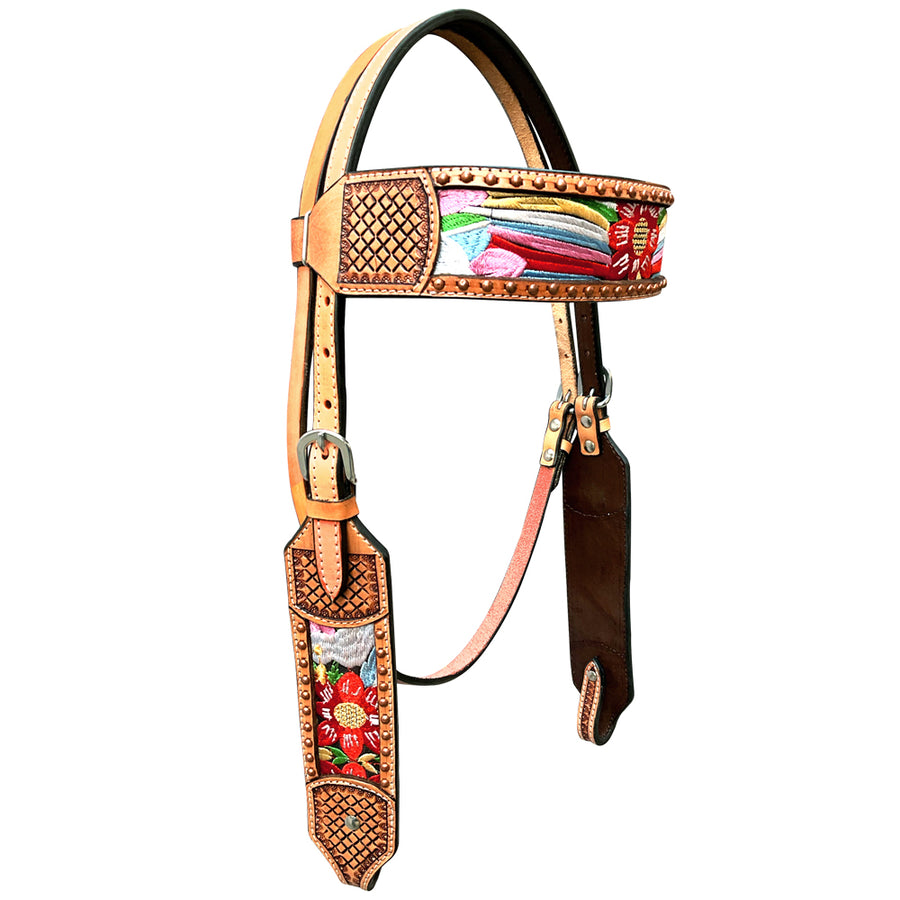 Bar H Equine Western Leather Horse Headstall Tan - Uhorse