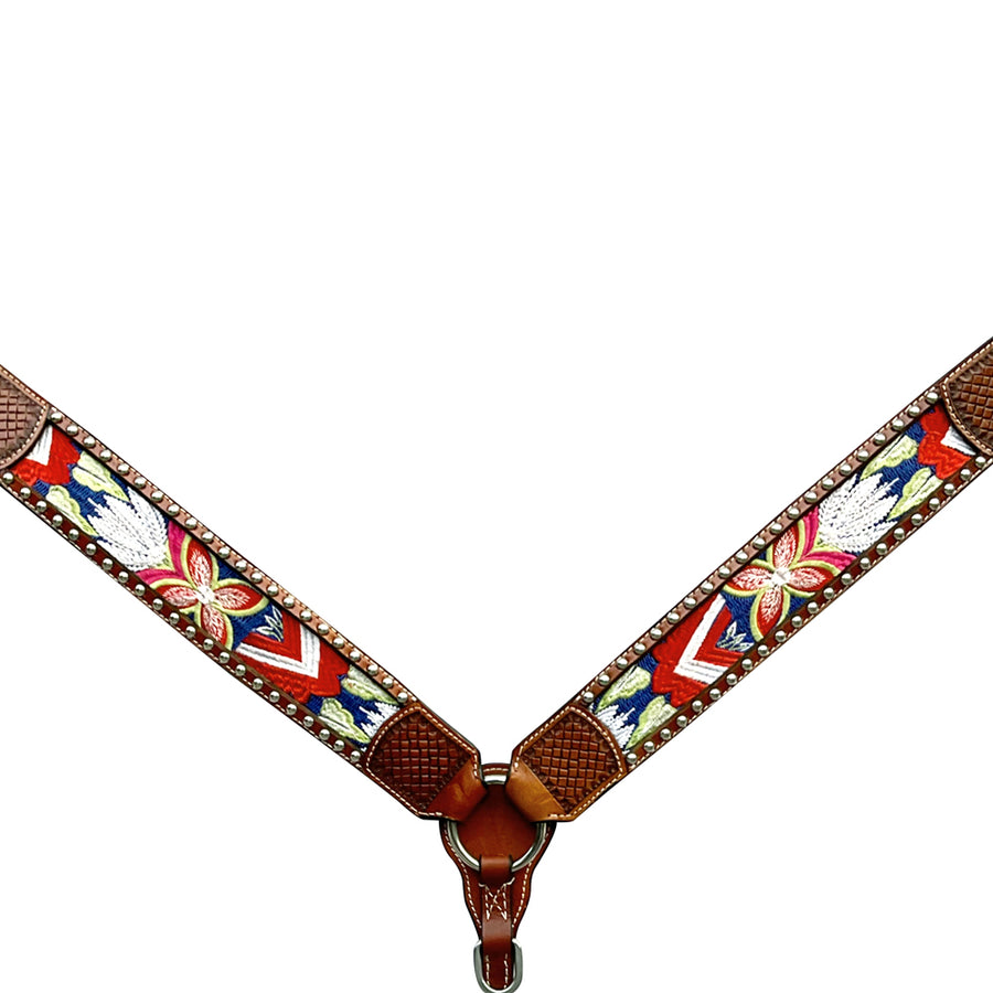Bar H Equine Western Leather Horse Headstall and Breast Collar Brown - Uhorse