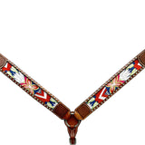 Leather breast collar with embroidered floral design - Uhorse