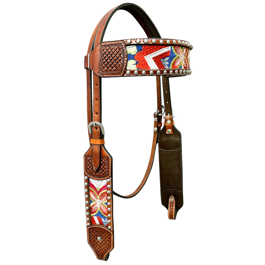 Bar H Equine Western Leather Horse Headstall Brown - Uhorse