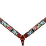 Bar H Equine Western Leather Horse Headstall and Breast Collar Brown - Uhorse