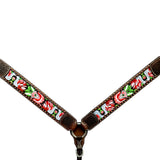 Bar H Equine H. Genuine Leather embroidery design Breast Collar