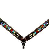 Bar H Equine Horse Genuine Leather embroidery design Breast Collar ,Headstall Brown