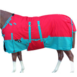 66" Hilason 600D Winter Waterproof Horse Turnout Blanket Belly Wrap Red and Turquoise - Uhorse