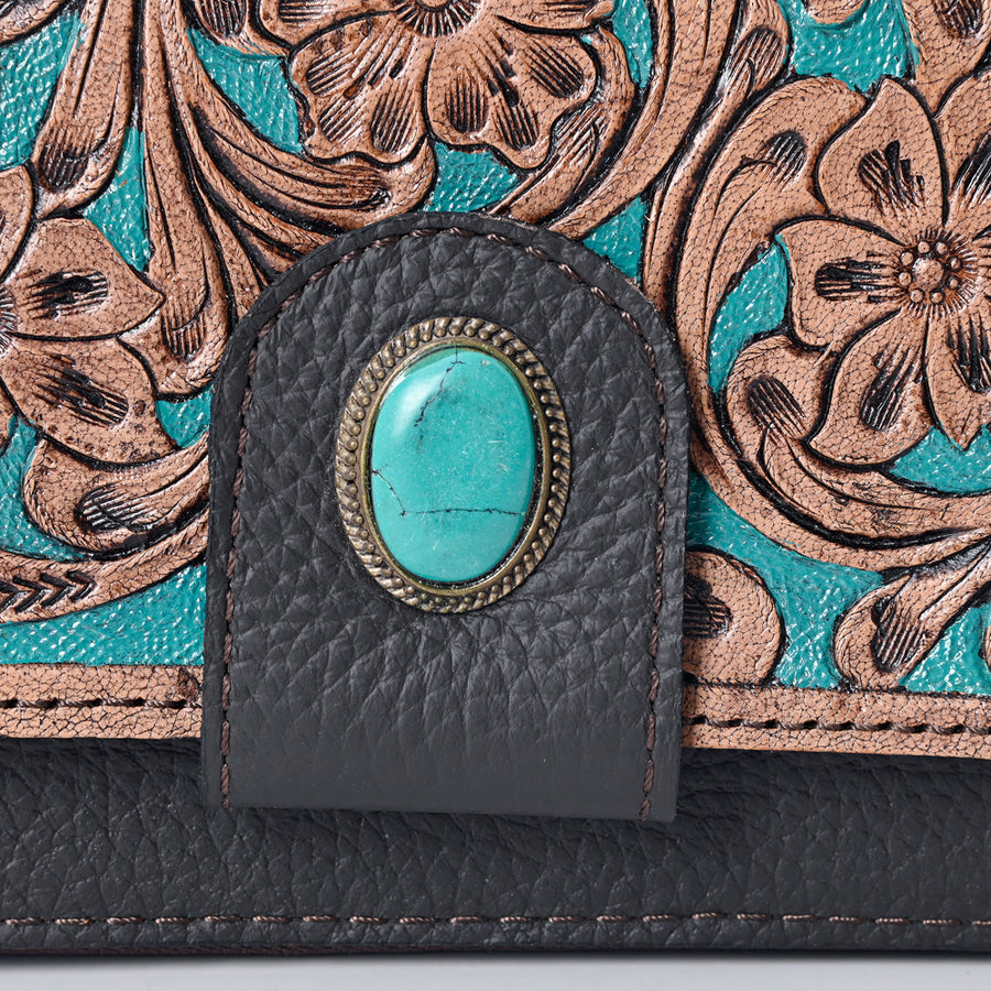 OHLAY Wallet Hand Tooled Genuine Leather Women Bag Western Handbag Purse | Womens Handbags |Leather Belt for Summer