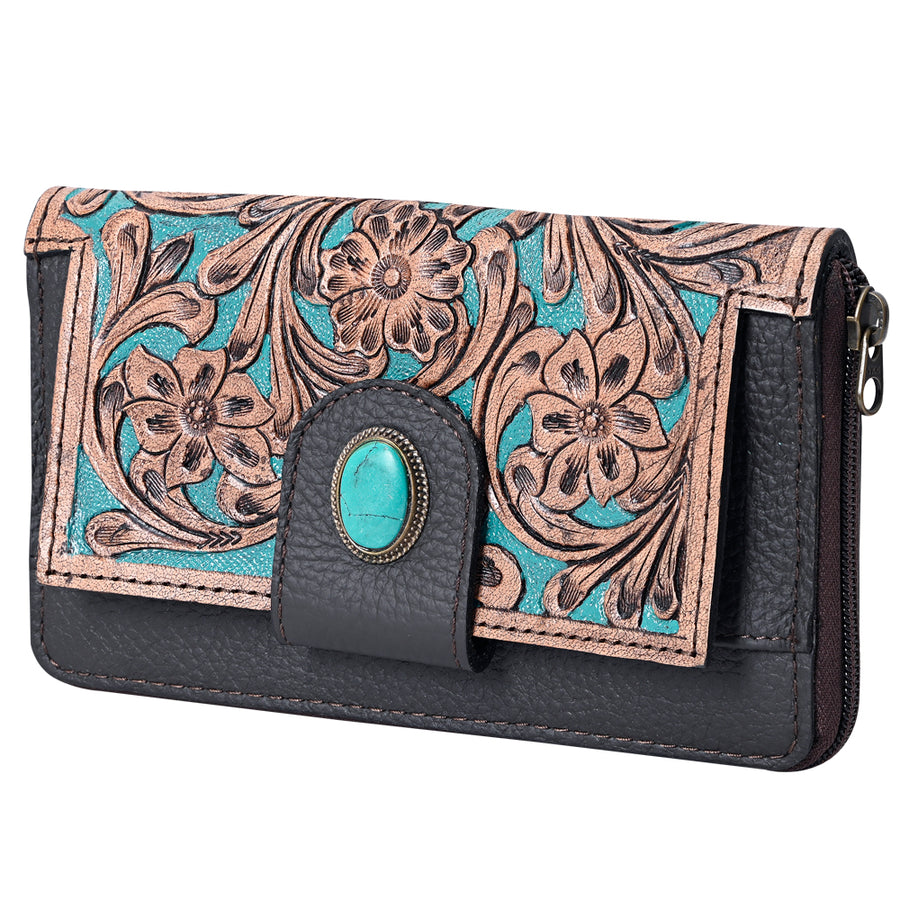 OHLAY WALLET Hand Tooled Genuine Leather women bag western handbag purse - Uhorse