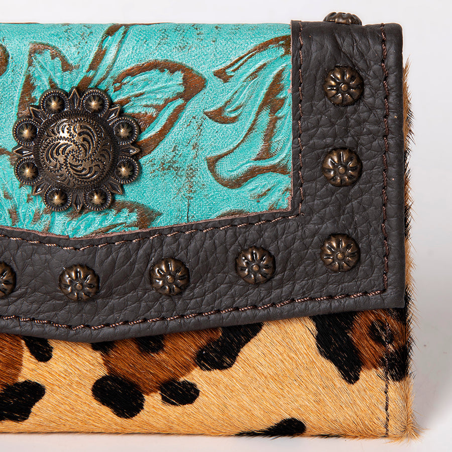 OHLAY Wallet Embossed Hair-On Genuine Leather Women Bag Western Handbag Purse | Womens Handbags |Leather Belt for Summer