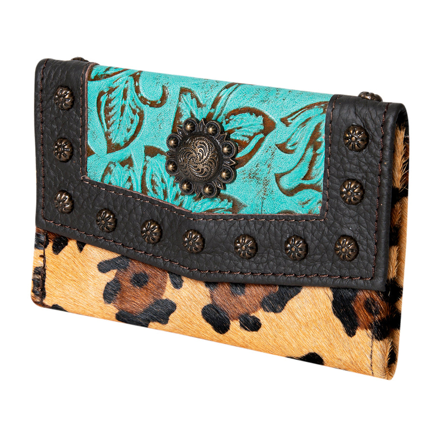 OHLAY WALLET Embossed Hair-on Genuine Leather women bag western handbag purse - Uhorse