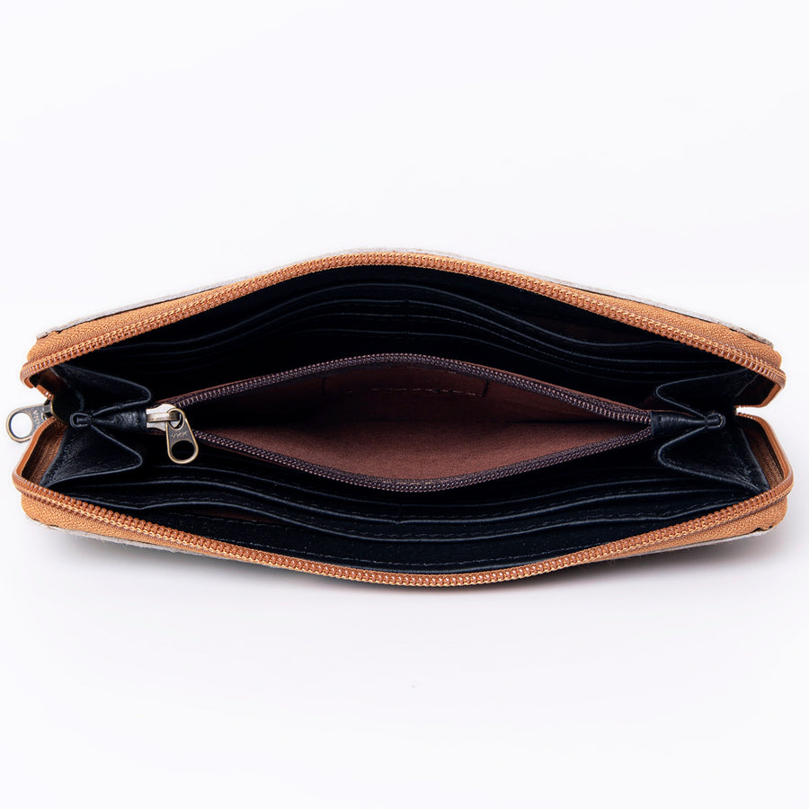 OHLAY Wallet Hand Tooled Hair-On Genuine Leather Women Bag Western Handbag Purse | Womens Handbags |Leather Belt for Summer