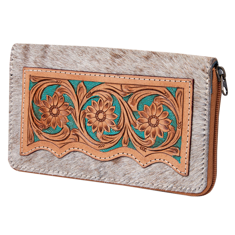OHLAY WALLET Hand Tooled Hair-on Genuine Leather women bag western handbag purse - Uhorse