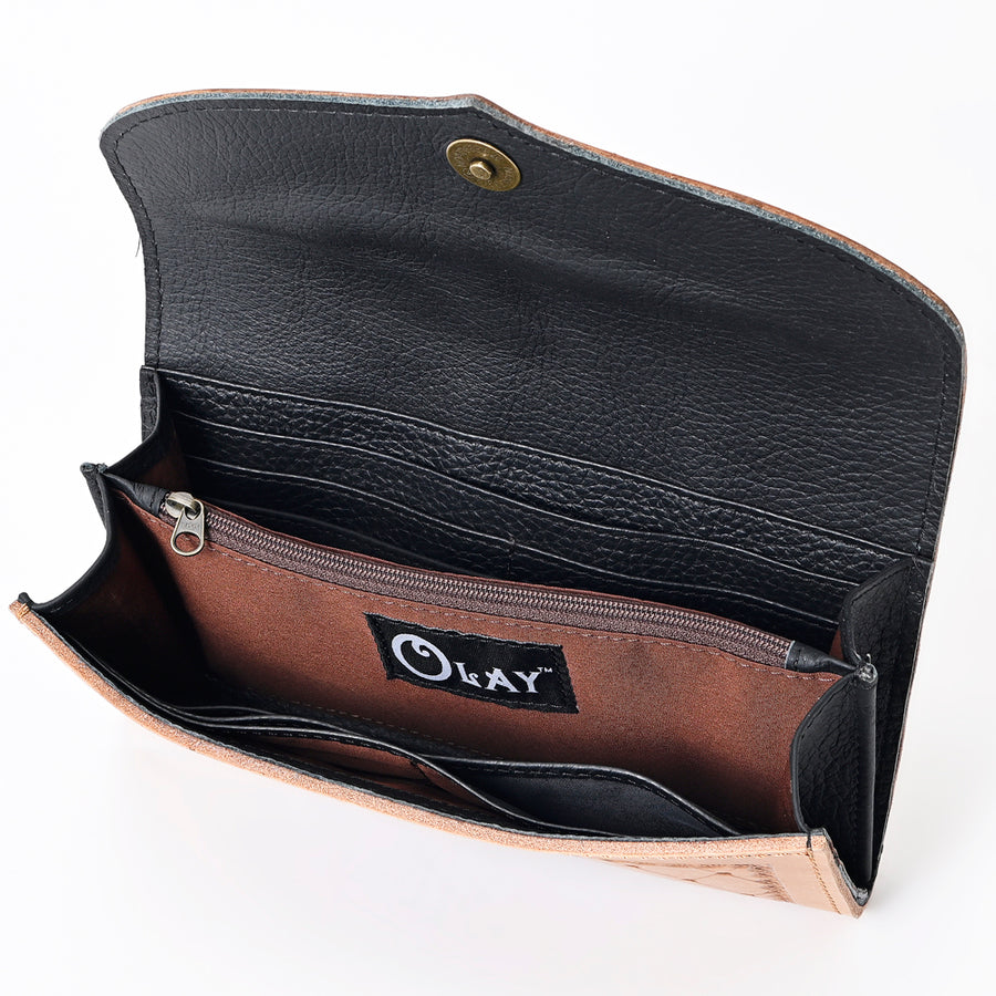 OHLAY Wallet Hand Tooled Genuine Leather Women Bag Western Handbag Purse | Womens Handbags |Leather Belt for Summer
