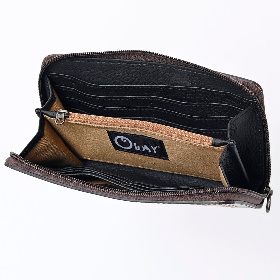 OHLAY Wallet Hand Tooled Genuine Leather Women Bag Western Handbag Purse | Womens Handbags |Leather Belt for Summer