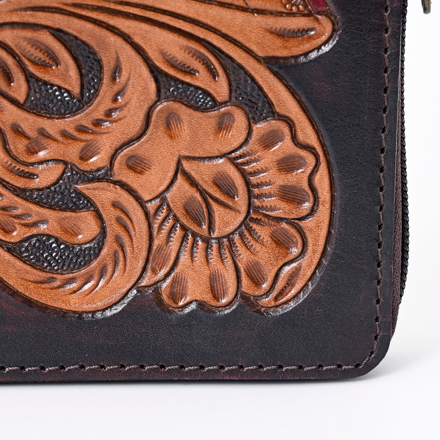 OHLAY Wallet Hand Tooled Genuine Leather Women Bag Western Handbag Purse | Womens Handbags |Leather Belt for Summer