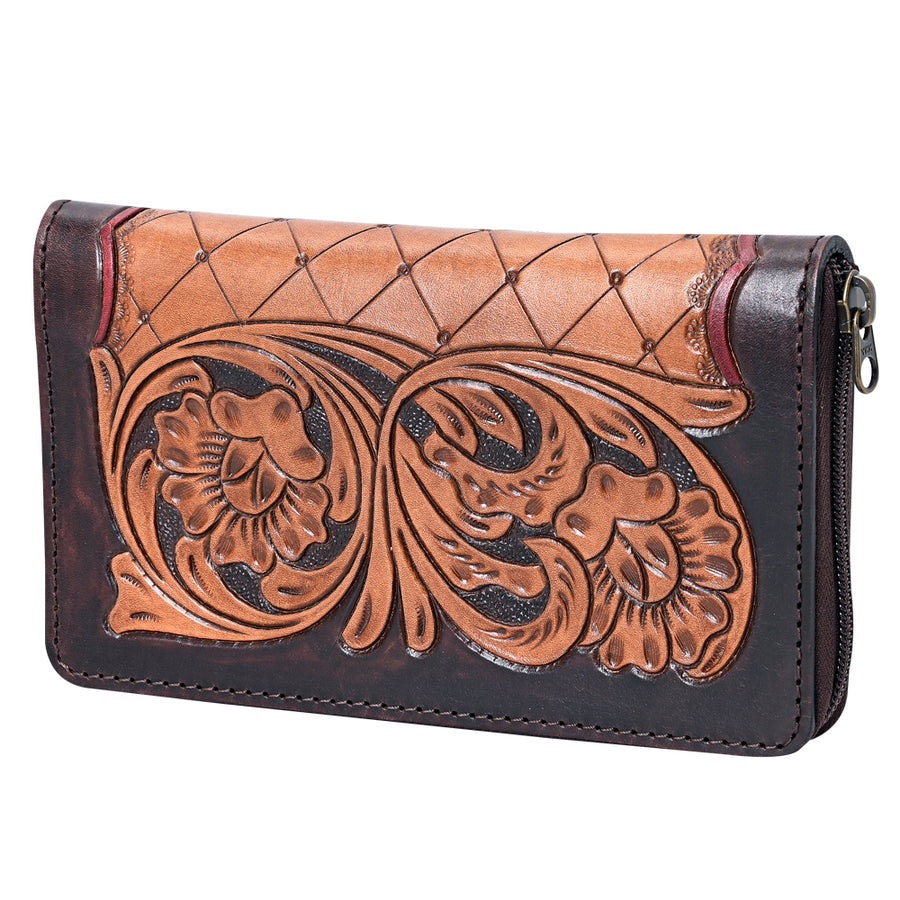 OHLAY WALLET Hand Tooled Genuine Leather women bag western handbag purse - Uhorse