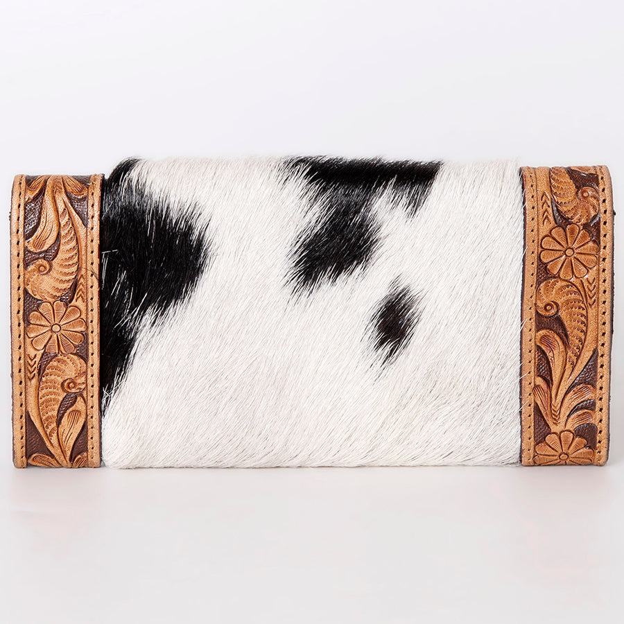 OHLAY WALLET Hand Tooled Hair-on Genuine Leather women bag western handbag purse