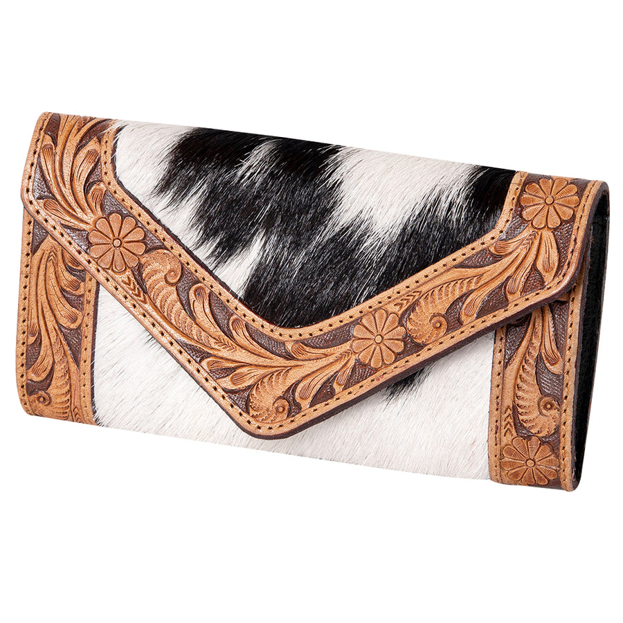 OHLAY WALLET Hand Tooled Hair-on Genuine Leather women bag western handbag purse - Uhorse
