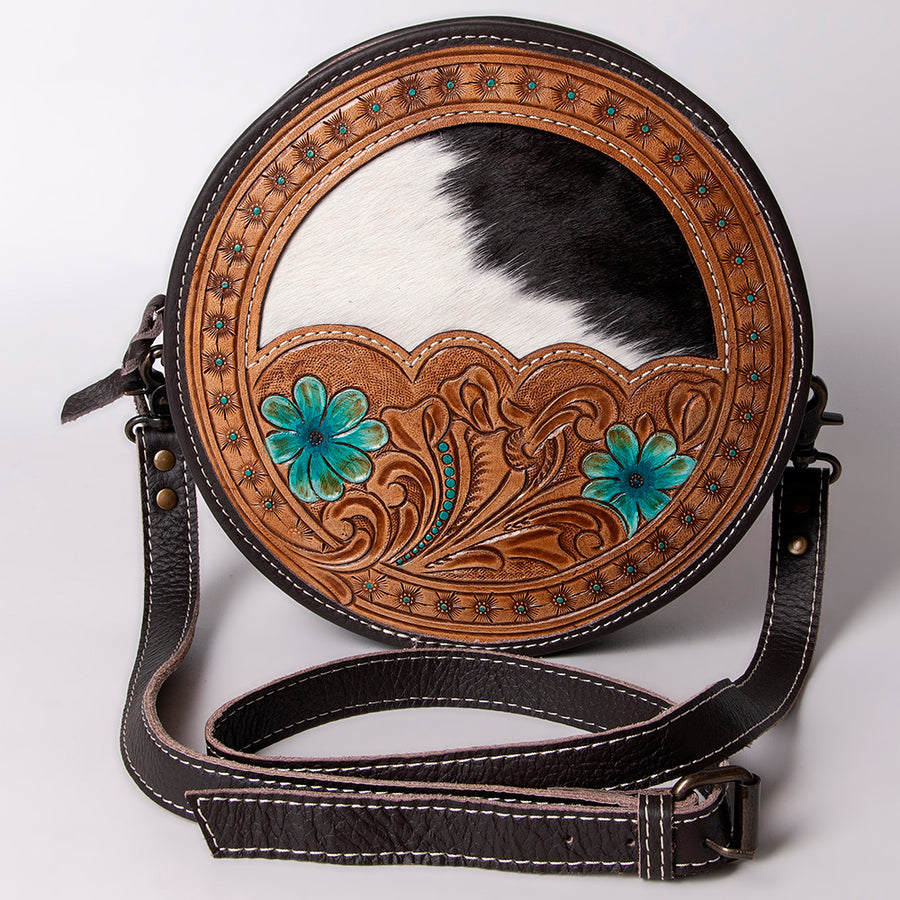 OHLAY Canteen Hand Tooled Genuine Leather Women Bag Western Handbag Purse | Womens Handbags Clutch for Travel Summer