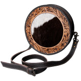 OHLAY KBG148 Canteen Hand Tooled Hair-On Genuine Leather women bag western handbag purse