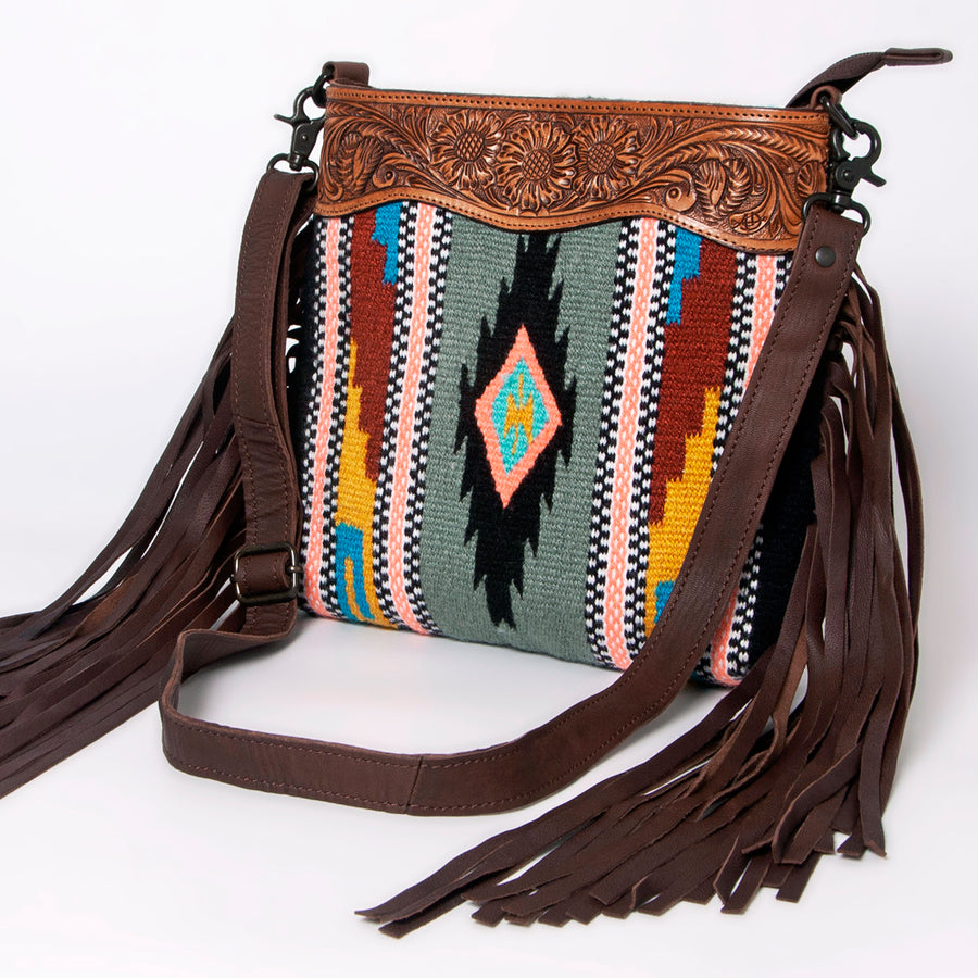 American Darling Signature Crossbody Hand Tooled Saddle Blanket Genuine Leather Women Bag Western Handbag Purse - Uhorse
