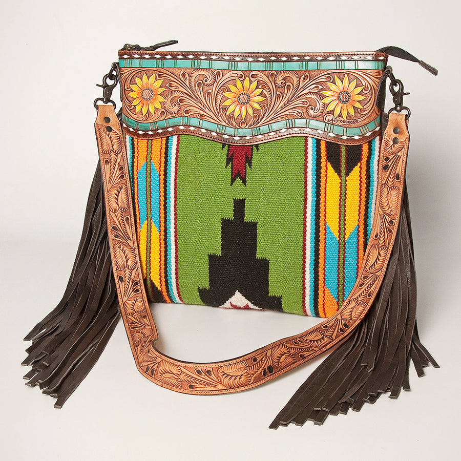 American Darling Signature Crossbody Hand Tooled Saddle Blanket Genuine Leather Women Bag Western Handbag Purse - Uhorse