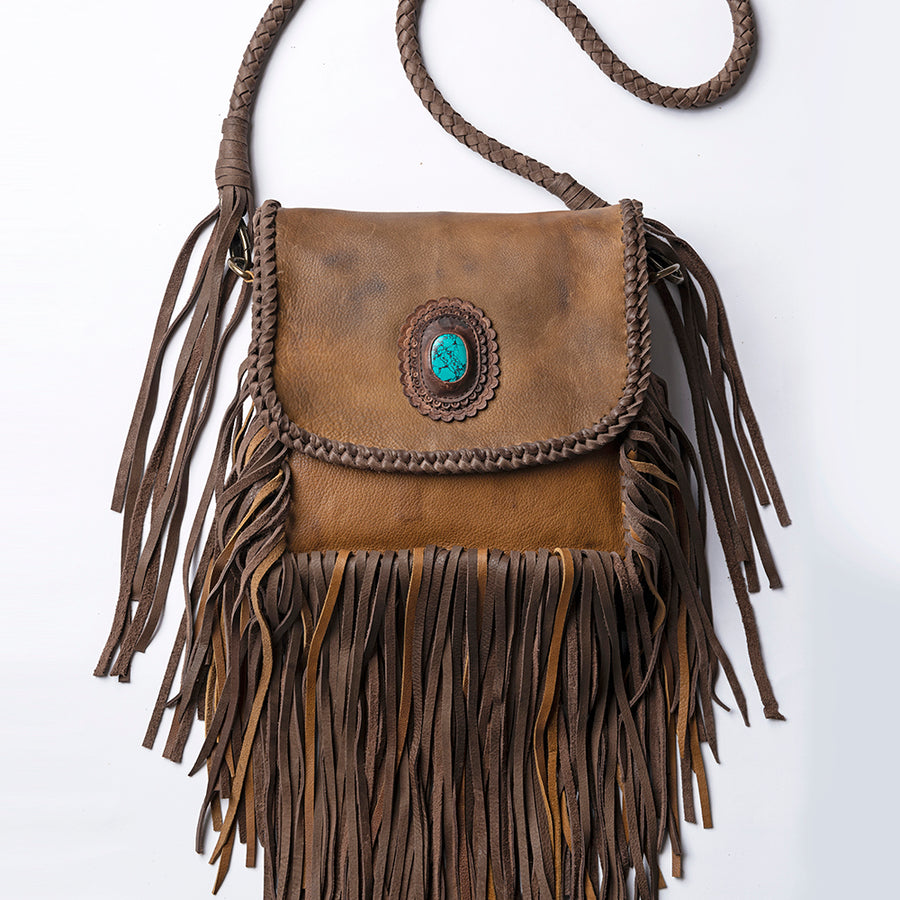 American Darling Cross body Bag Western Genuine Leather Handcrafted Purse with Turquoise Stone and YKK Zipper
