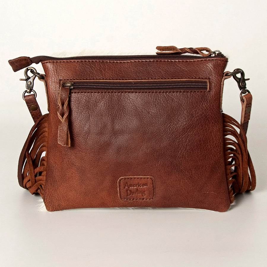 American Darling Western Small Crossbody Bag – Genuine Hair-On Cowhide Leather with Fringes, Adjustable Strap, Handcrafted in Texas