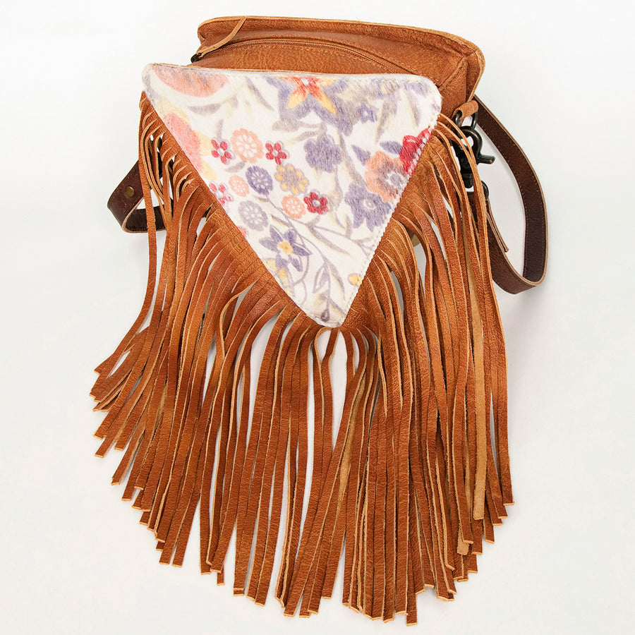 American Darling Cross body Bag, Genuine Leather Western Purse with Hair-On Cowhide, Handcrafted Fringes & YKK Zipper