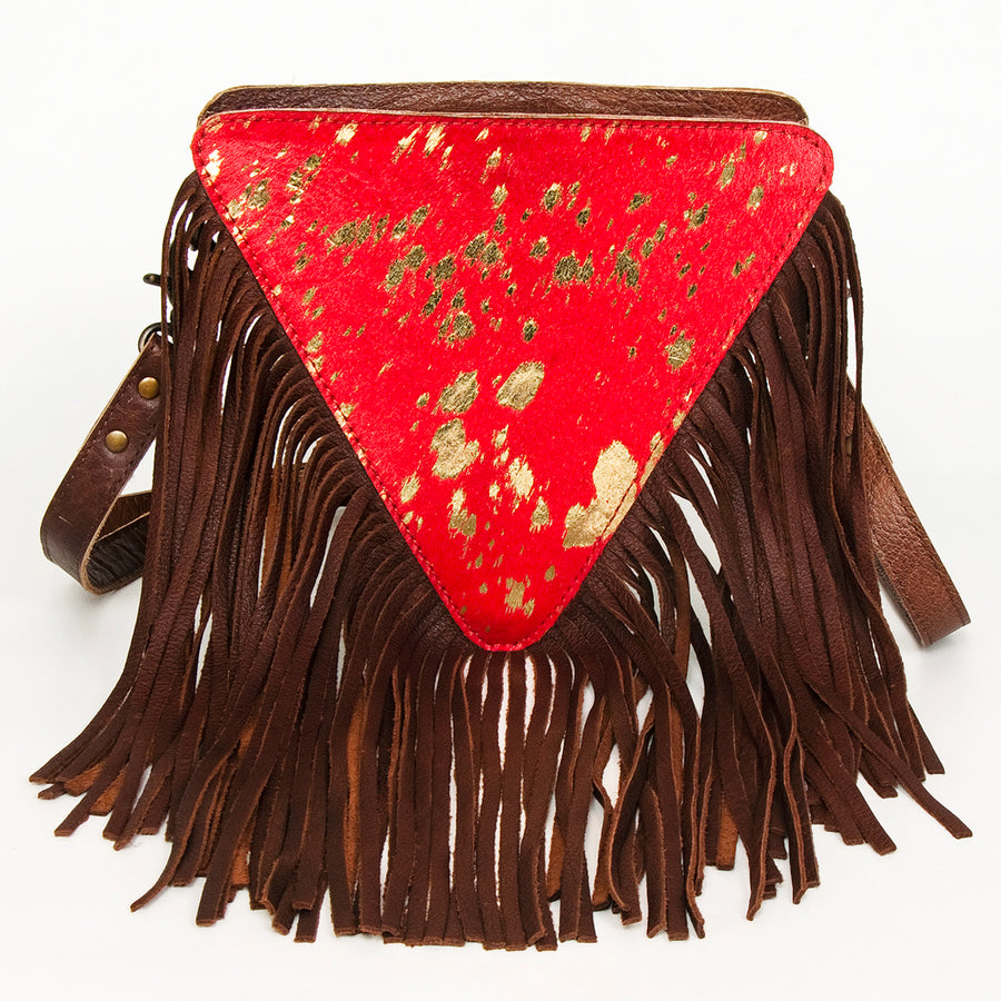 American Darling Cross body Bag, Genuine Leather Western Purse with Hair-On Cowhide, Handcrafted Fringes & YKK Zipper