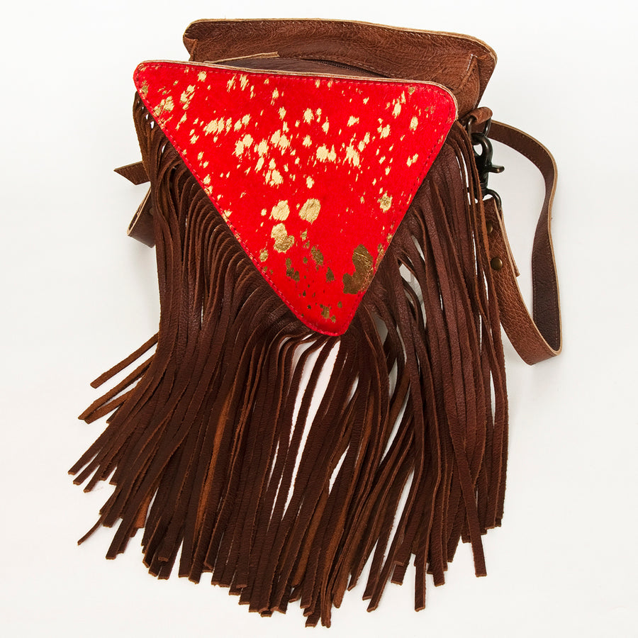 American Darling Cross body Bag, Genuine Leather Western Purse with Hair-On Cowhide, Handcrafted Fringes & YKK Zipper