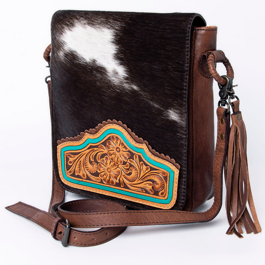 American Darling Handcrafted Cowhide Small Cross body Bag with Hand Tooled Floral Carved Leather - Uhorse