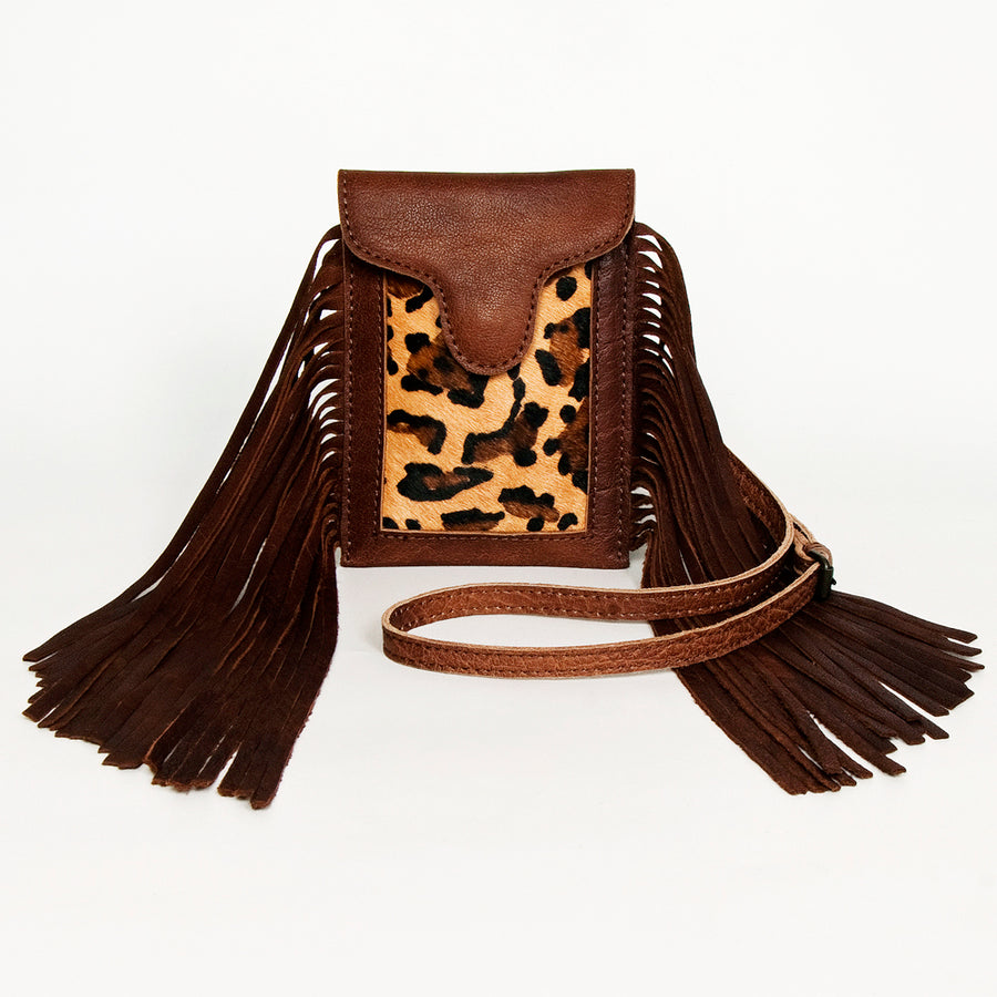 American Darling Cell phone holder, Hair-On Cowhide & Genuine Vegetable-Tanned Leather, Small Western Crossbody Purse