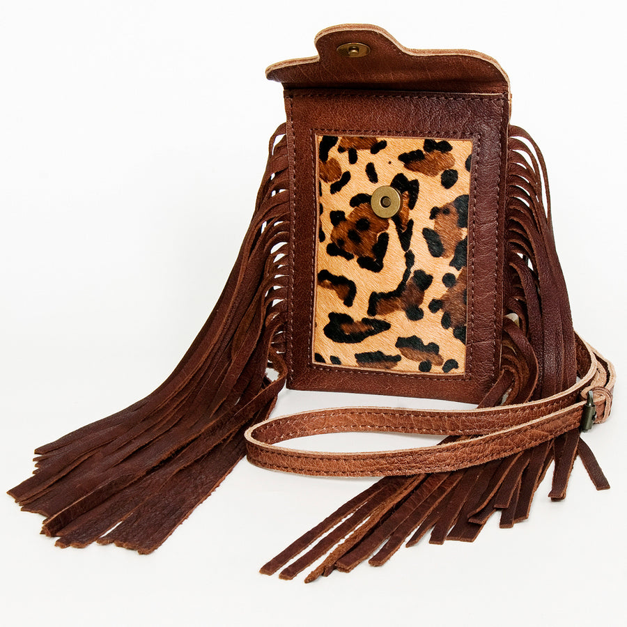 American Darling Cell phone holder, Hair-On Cowhide & Genuine Vegetable-Tanned Leather, Small Western Crossbody Purse