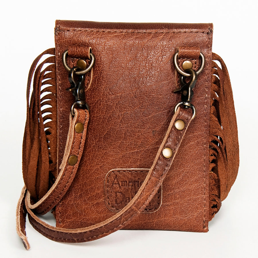 American Darling Cell phone holder, Hair-On Cowhide & Genuine Vegetable-Tanned Leather, Small Western Crossbody Purse