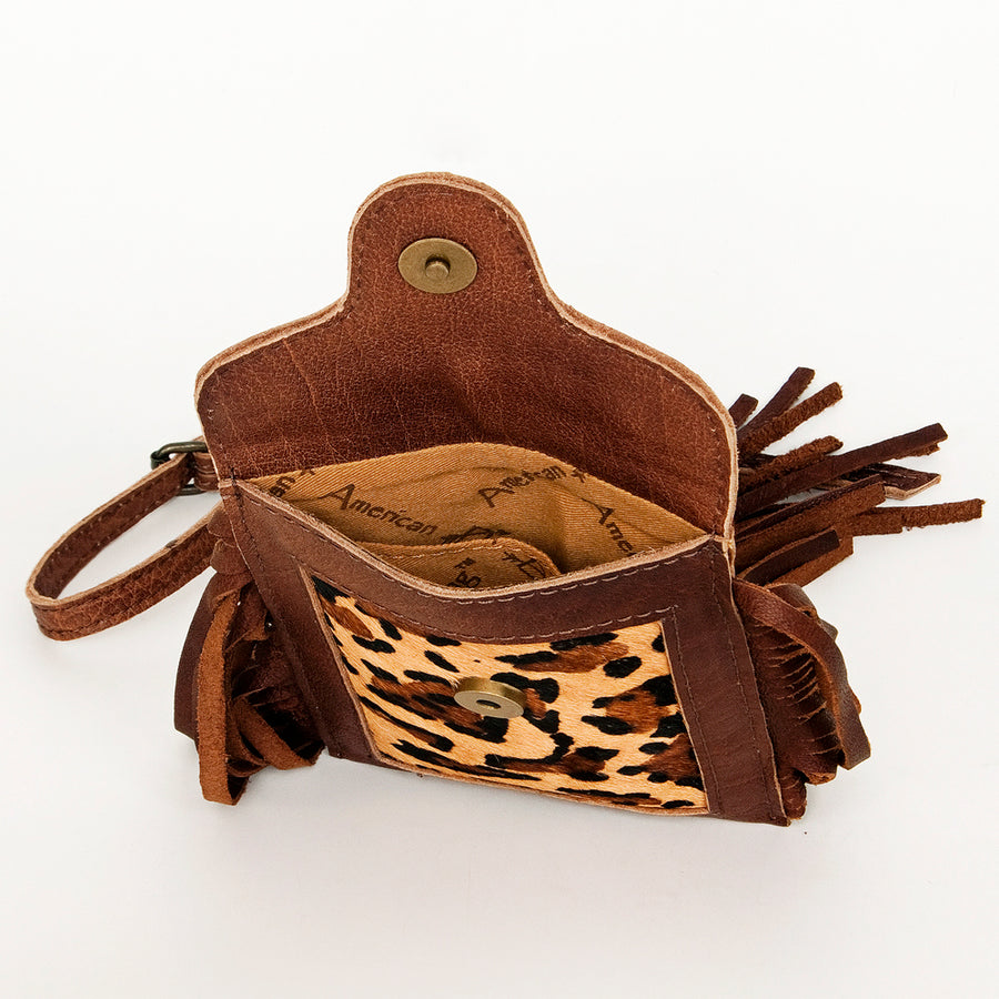 American Darling Cell phone holder, Hair-On Cowhide & Genuine Vegetable-Tanned Leather, Small Western Crossbody Purse