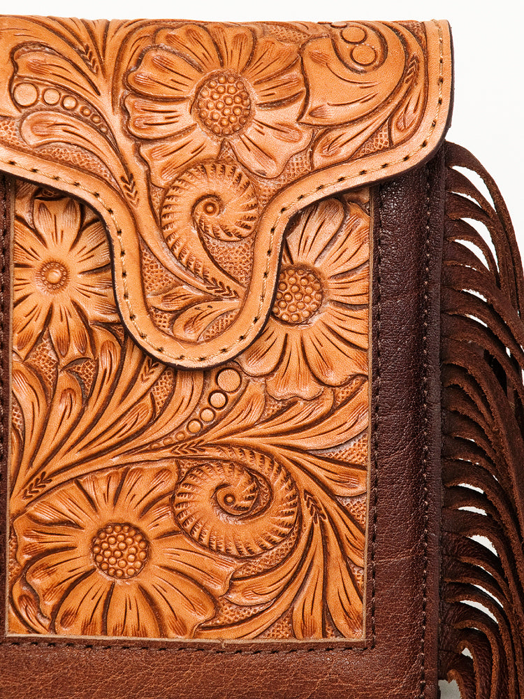 American Darling Cell phone holder, Hair-On Cowhide & Genuine Vegetable-Tanned Leather, Small Western Crossbody Purse
