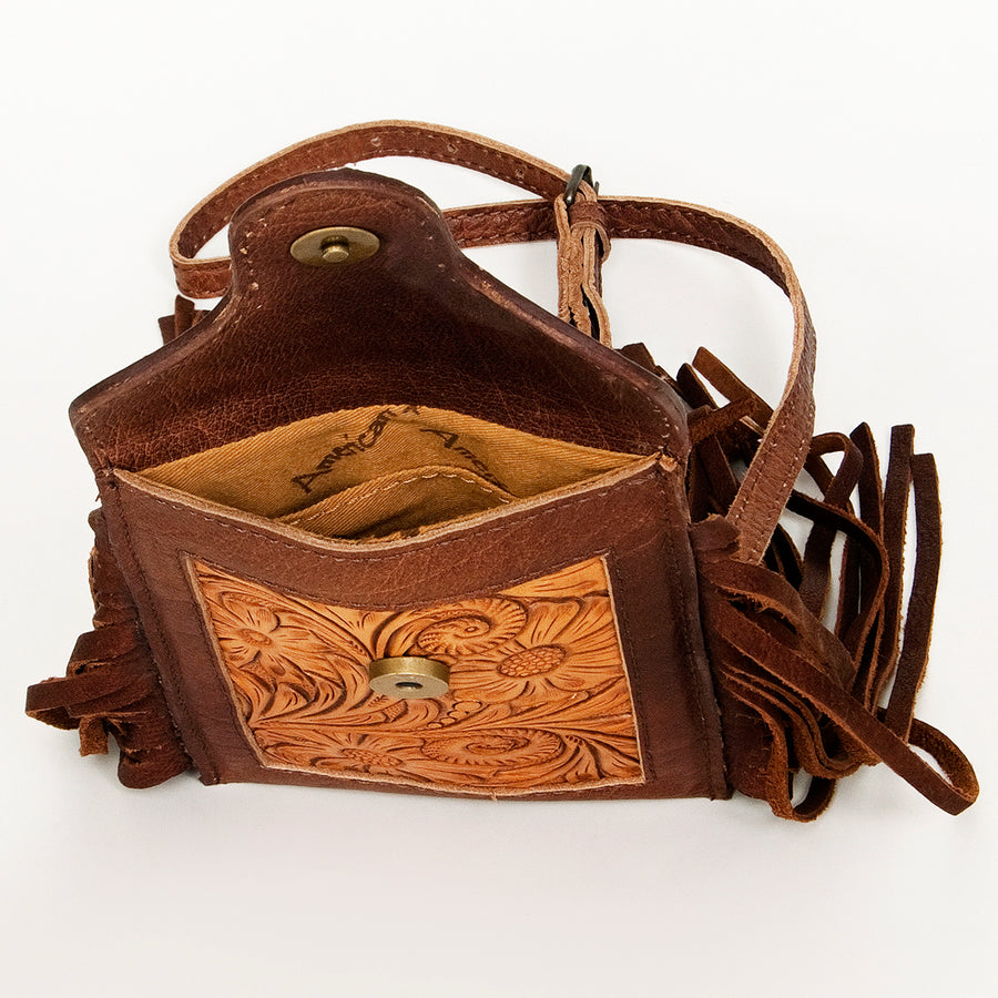 American Darling Cell phone holder, Hair-On Cowhide & Genuine Vegetable-Tanned Leather, Small Western Crossbody Purse