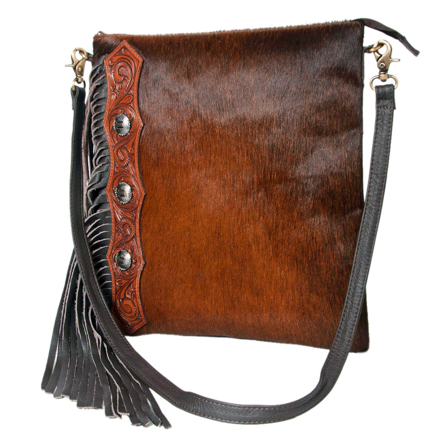 OHLAY KBK102 HOBO Hand Tooled Hair-on Genuine Leather women bag by Hilason – Cowboy and equestrian accessories