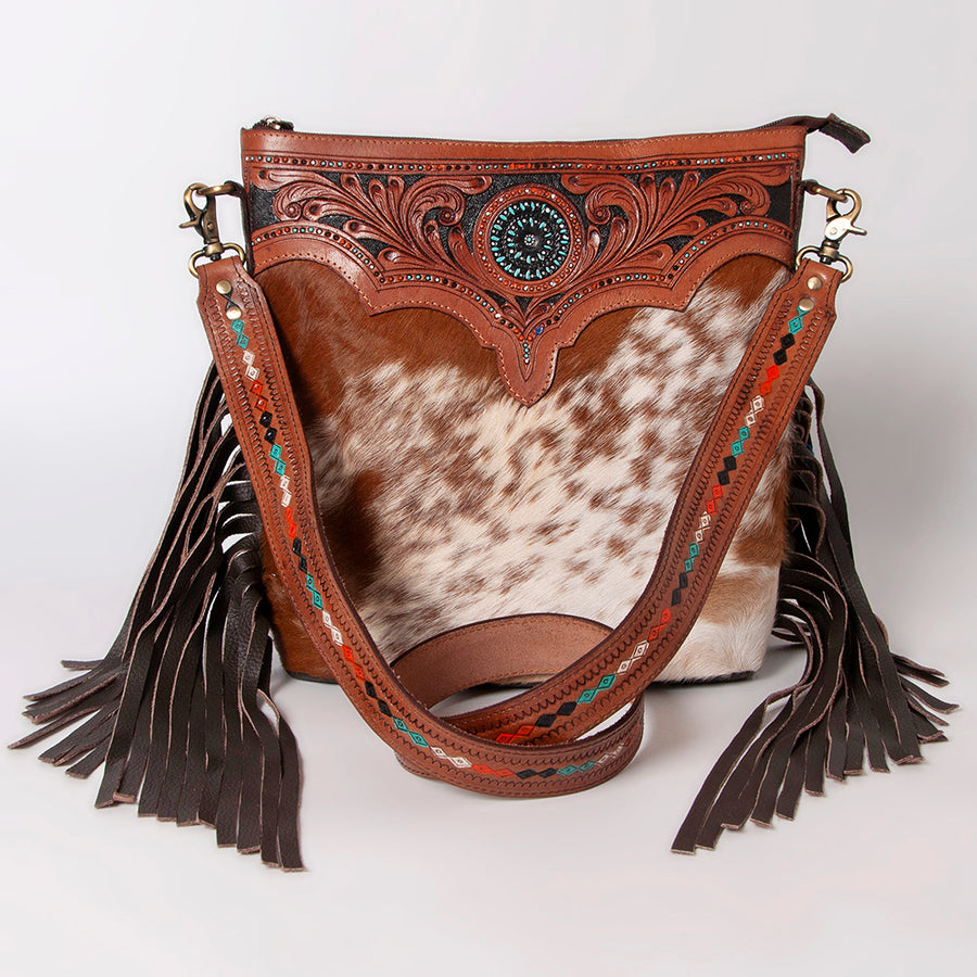 OHLAY Hobo Hand Tooled Hair-On Genuine Leather Women Bag Western Handbag Purse | Womens Handbags Belt for Summer