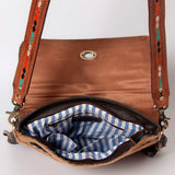 CROSS BODY Hand Tooled Saddle Leather with Cowhide Ladies Bag KBK1
