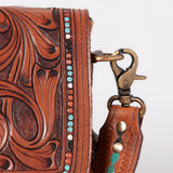 CROSS BODY Hand Tooled Saddle Leather with Cowhide Ladies Bag KBK1