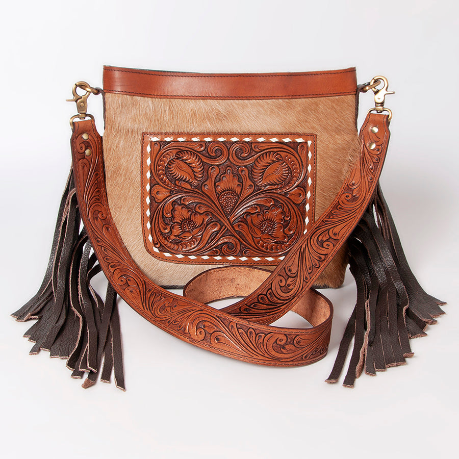 OHLAY Hobo Hand Tooled Hair-On Genuine Leather Women Bag Western Handbag Purse | Womens Handbags Belt for Summer