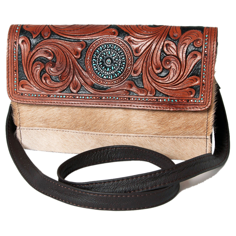 Ohlay Bags KBK108 Clutch Hand Tooled Hair-On Genuine Leather Women Bag by Hilason – Cowboy and equestrian accessories