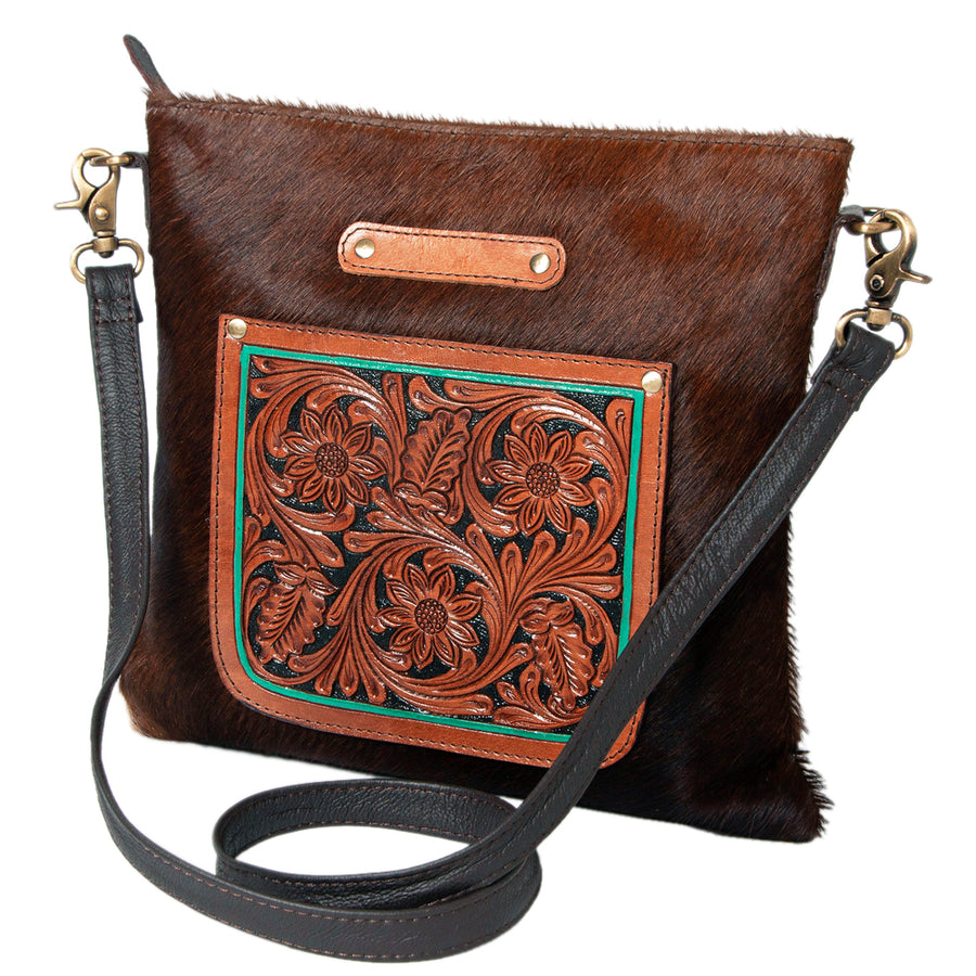 Ohlay Bags KBK109 Cross Body I Hand Tooled Hair-On Genuine Leather by Hilason – Cowboy and equestrian accessories