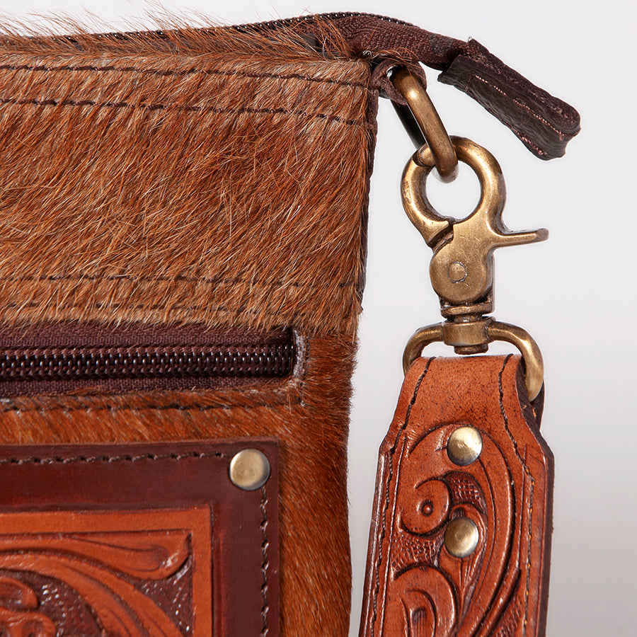 KBK110 Ohlay Western Genuine Hair-On Leather Hand Tooled Women Crossbody Bags
