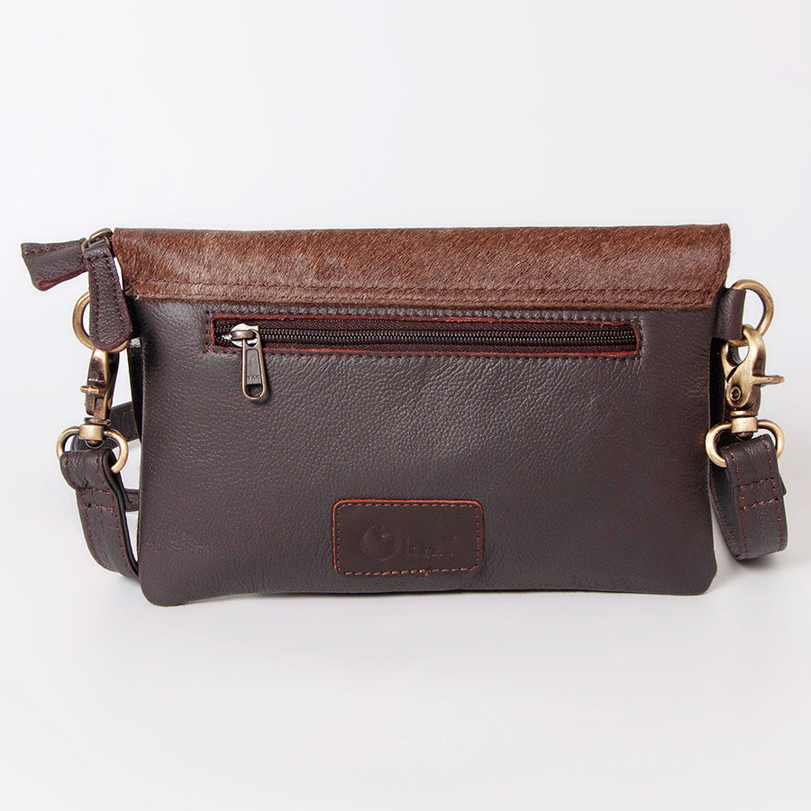 OHLAY Clutch Hand Tooled Hair on Genuine Leather Western Women Bag Handbag Purse | Purses for Cute