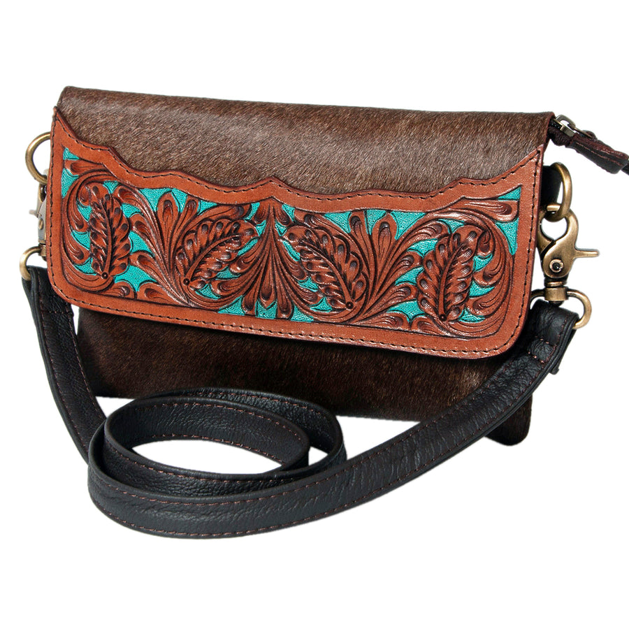 OHLAY KBK111 Clutch Hand Tooled Hair-On Genuine Leather women bag by Hilason – Cowboy and equestrian accessories
