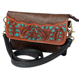 OHLAY KBK111 Clutch Hand Tooled Hair-On Genuine Leather women bag western handbag purse